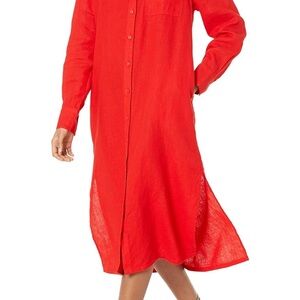Vibrant Red Button-Up Dress